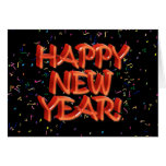 Happy New Year Glassy Red Text Card
