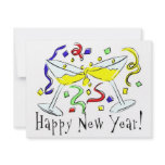 Happy New Year Martini Glasses invitations