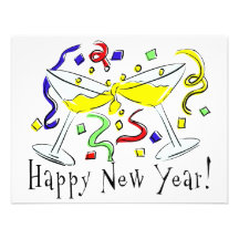 Happy New Year Martini Glasses Personalized Announcement