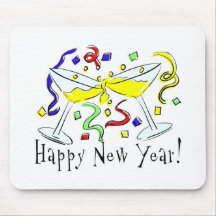 Happy New Year Martini Glasses Mousepads