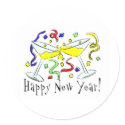 Happy New Year Martini Glasses stickers