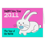 Happy New Year Of Rabbit Card Rabbit With Pacifier