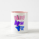 Happy New Year Pink Purple Blue Coffee Mug