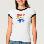 Happy New Year Red Yellow Blue T Shirt