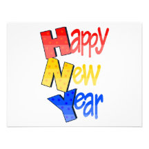Happy New Year Tri Colour 1 Personalized Invites