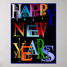HAPPY NEW YEARS Poster black