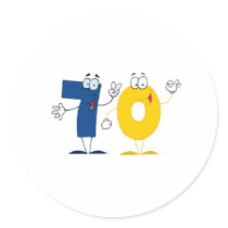 Happy Number 70 Round Stickers