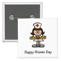 Happy Nurses Day Female Nurse Button