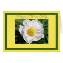Happy Nurses Day White Peony Flower Card