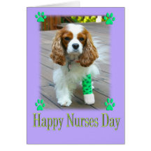Happy Nurses Day With Spaniels Bandaged Foot Card