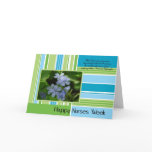 Happy Nurses Week-floral green/blue stripe. cards