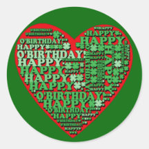 Happy O'Birthday St Patricks Day Birthday Tshirt Round Sticker