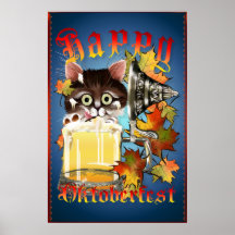 Happy Oktoberfest Beer Kitty Poster