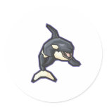 happy orca killer whale round sticker