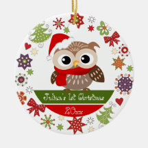 Happy Owl 1st Christmas Ornament