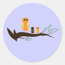 Happy Owl Family Stickers