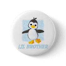 Happy Penguin Little Brother Pinback Button