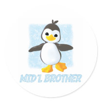 Happy Penguin Middle Brother Round Sticker