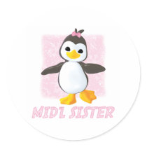 Happy Penguin Middle Sister Round Sticker