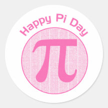 Happy Pi Day Numbers Pink Round Sticker