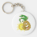 happy pineapple character dude key chain