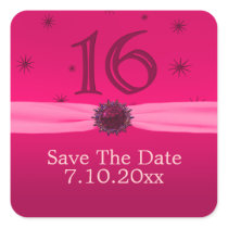 Happy Pink Birthday 16 Fun Square Sticker