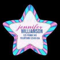 Happy Pink Blue Custom Name Star Stickers stickers
