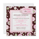 Happy Pink Dots Twin Girl Baby Shower Invitation