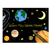 Happy Planets and Space Post Card