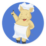 Happy Pointing Pig Chef Sticker