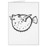 Happy Pufferfish in Black and White Greeting Card