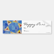 Happy Purim To/From Label Bumper Sticker