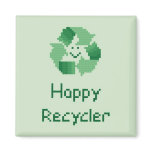 Happy Recycler Cross Stitch Pattern Fridge Magnets