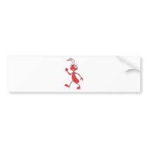 Happy Red Ant Walking bumper stickers