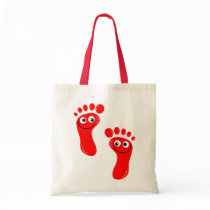Happy Red Feet Canvas Bags