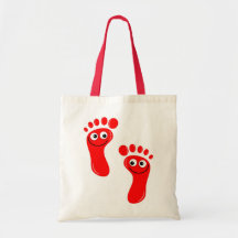 Happy Red Feet Canvas Bags