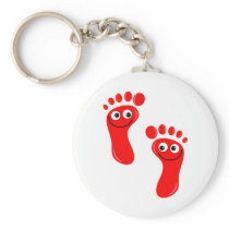 Happy Red Feet Key Chain