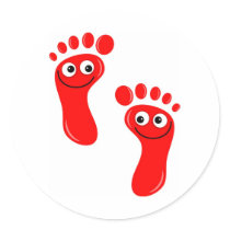 Happy Red Feet Round Sticker