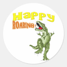Happy Roaring Round Sticker