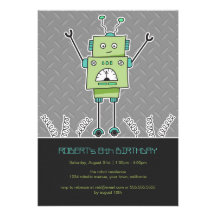 Happy Robot & Springs Kids Birthday Party Invites