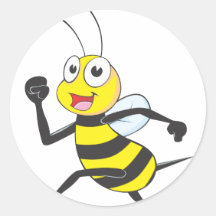 Happy Running Bee Round Sticker