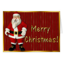 Happy Santa Gold Christmas Card