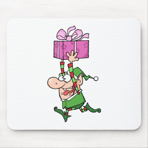 Happy Santa's Elf Runs With Gift Mousepad