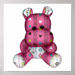 happy scribble hearts hippo posters