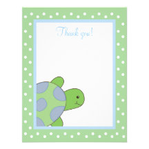 HAPPY SEA TURTLE (Green) 4x5 Flat Thank you note Personalized Invitations