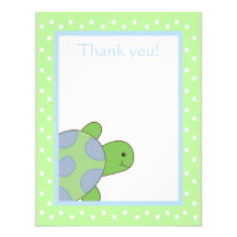 Happy Sea Turtle Green Thank you note flat card Announcements