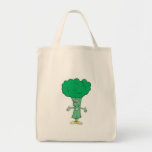happy silly broccoli cartoon tote bags