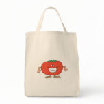happy silly tomato cartoon tote bag
