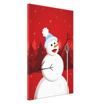 Happy Singing Snowman Christmas canvas prints