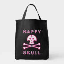 Happy Skull Grocery Tote by studiopop Tote Bags